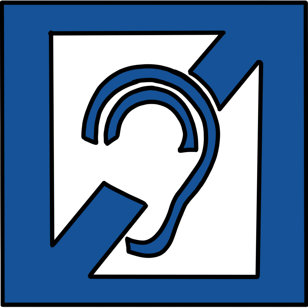 the international symbol for a hearing loop, with black outlines.